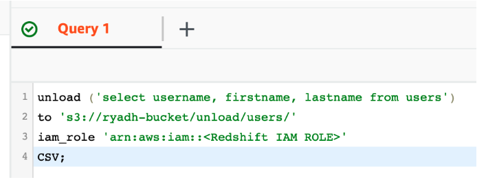 UNLOAD from Redshift to S3